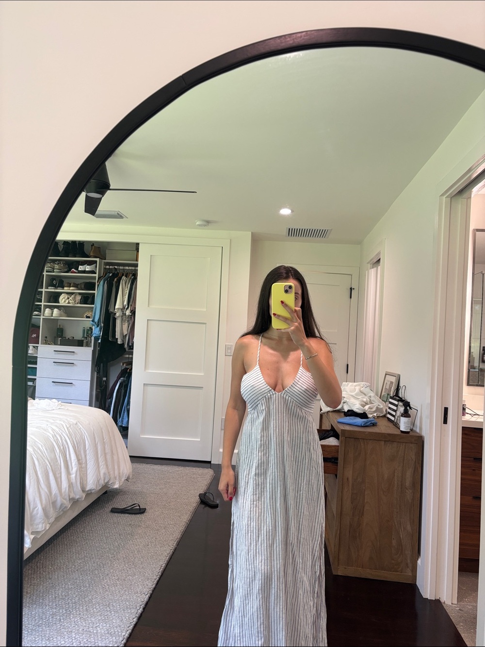 J CREW Striped Spaghetti Strap Maxi Dress - White & BLUE - Picture 7 of 7